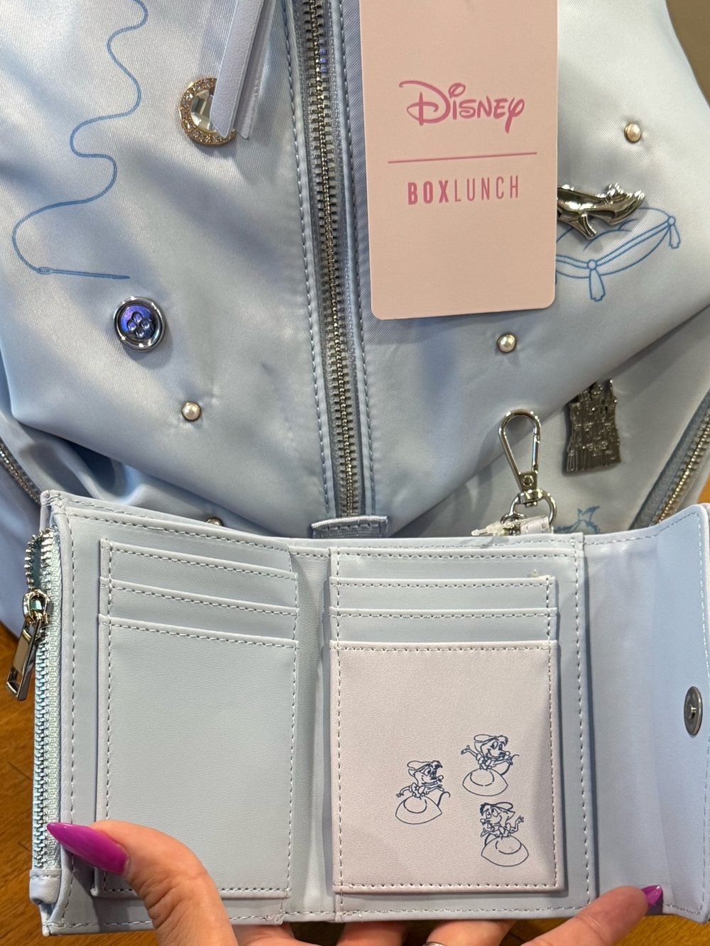 Disney Cinderella Minimalist Studded Mini Backpack AND Matching Wallet - NWT - Picture 13 of 15
